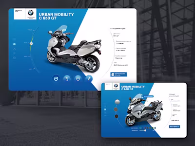 Concept of a configurator website for selecting a BMW motorcycle