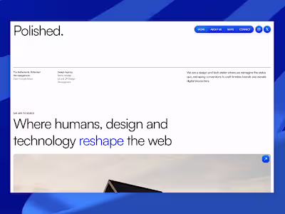 Landing page design called Polished
