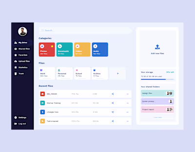Cloud Storage Dashboard UIUX and UI Design