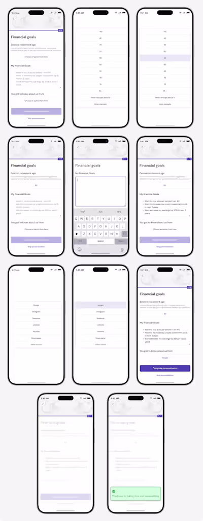 Onboarding Questionnaire Design for Financial Strategy App