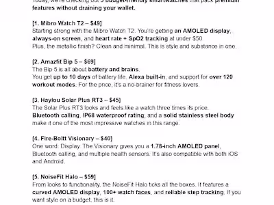 Top 5 Budget Smartwatches Demo Script