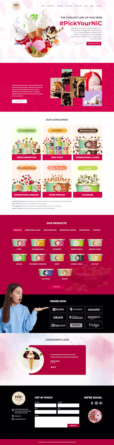 Website Design for Icecream selling agency