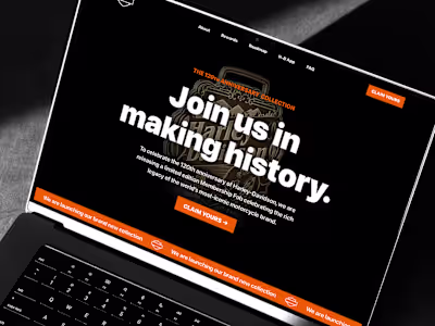 Harley Davidson' Membership Fob Landing Page