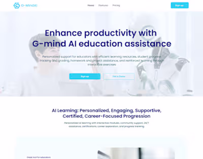 Landing Page Design for G-MindAI