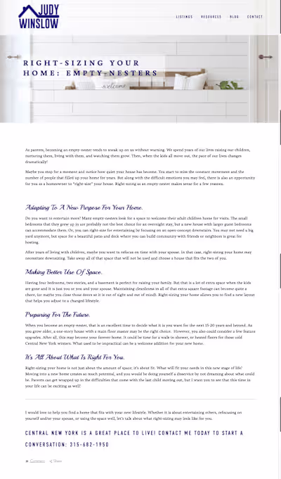 Blog Post for Local Realtor | My Work
