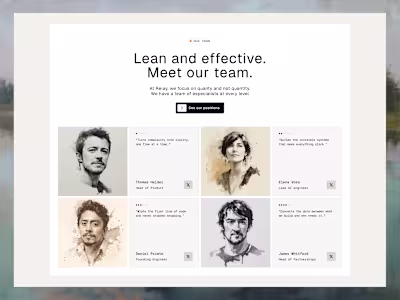 Team section with some watercolor