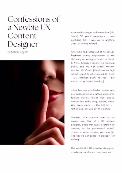 Blog article: Confessions of a Newbie Content Designer