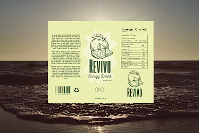 Revivo Energy drink packaging design