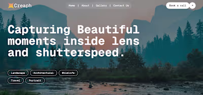 Landing Page for Photography Company