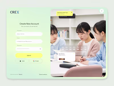 Here is my CREX – Modern SaaS Sign-Up UI Redesign Feel free ...