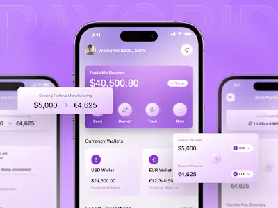 PayGrid -  CrossBorder Payment Mobile App UI/UX Design
