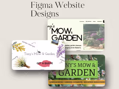 Above-the-fold Figma mockups for a local gardening business....