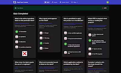 Peak Pest Control Quiz Glide App