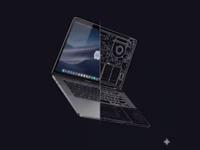 MacBook Pro with transparent view revealing internal compone...