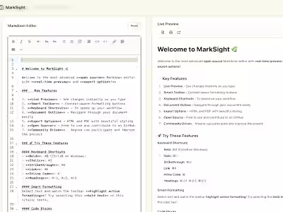MarkSight - Advanced Markdown Editor with Real-time Preview