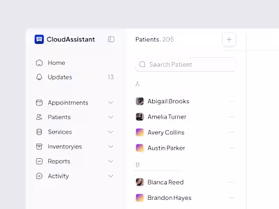Saas patients dashboard.
