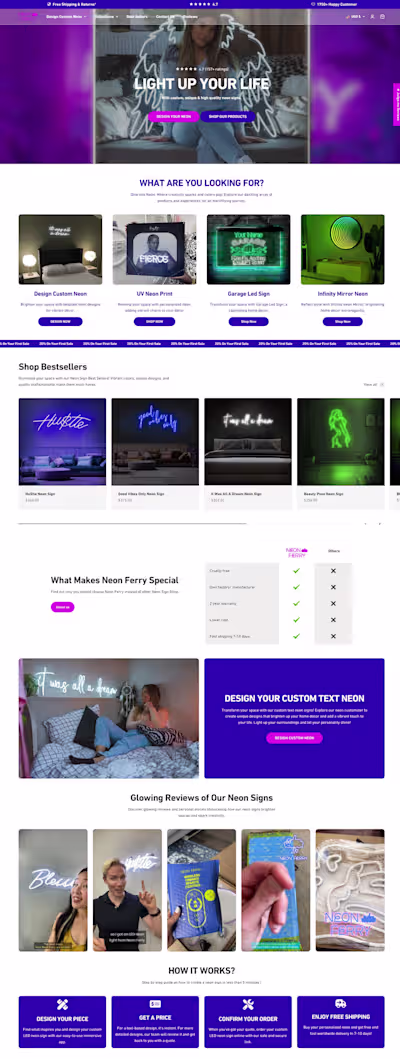 Shopify Website For Neon Design