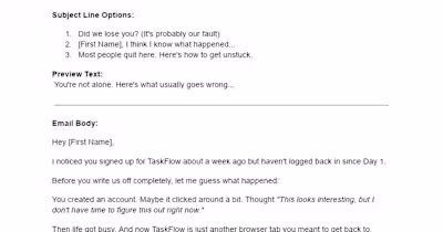 TaskFlow User Re-activation Email Campaign