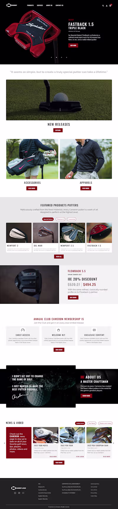 A microsite for a U.S.-based golf equipment brand, showcasin...