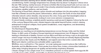 The Urgency of Addressing Climate Change