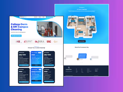 Clean Dorm: Framer website