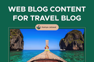 Web Blog content for Travel Blog