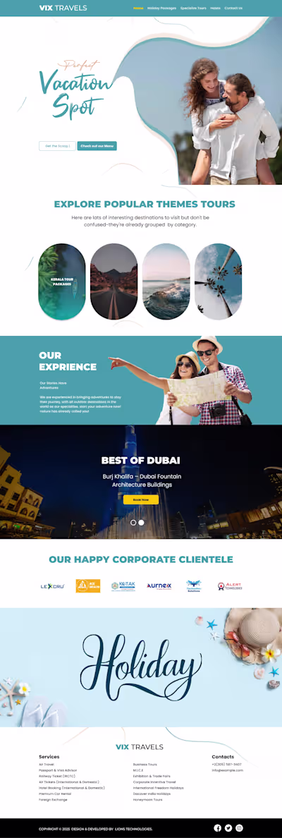 Website design and development for local travel agency
