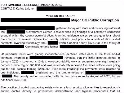 Press Release Article and Research Exposing Corruption 