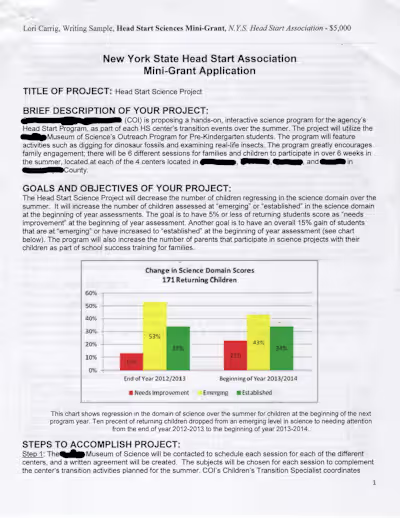 Writing Sample 2 - Grant Application