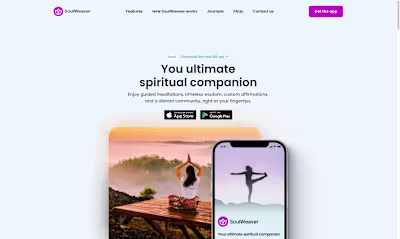 SoulWeaver Mobile app -  Landing Page