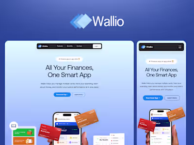 Landing Page Design for Wallio - Fintech App