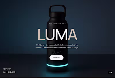 Luma Bottles Landing Page Design