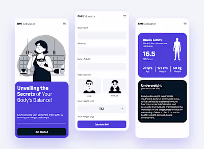 BMI Calculator App Developed a sleek, user-centric BMI Calcu...