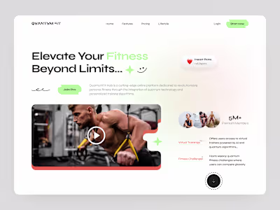 Quantum-fit Web Header / Home Page UI