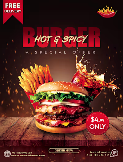 Burger Restaurant Advertising Poster/Flyer | Photoshop