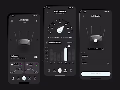 Wi-Fi Router Management App UI – Dark Mode🔥