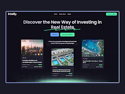Intelly  - Landing Page for Real Estate Investment Platform