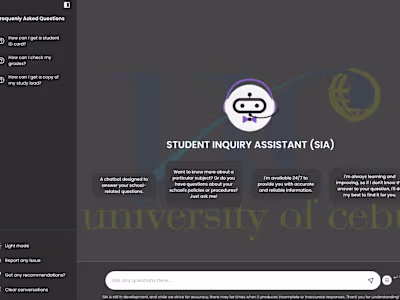 GitHub - gochuicod/SIA: Chatbot for UC Main