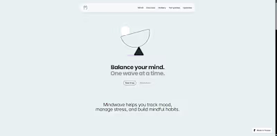 Mindwave Mental Wellness App Landing Page Design