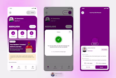 Beautiful screens from a e-hailing mobile app i recently wor...