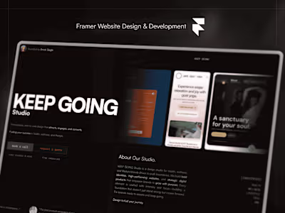 KEEP GOING Studio Framer Website and Branding