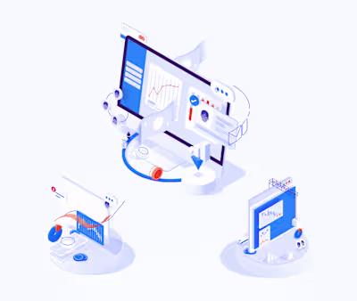 isometric illustrations for a fintech company