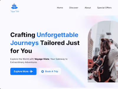 Voyage Vista Landing page on Webflow