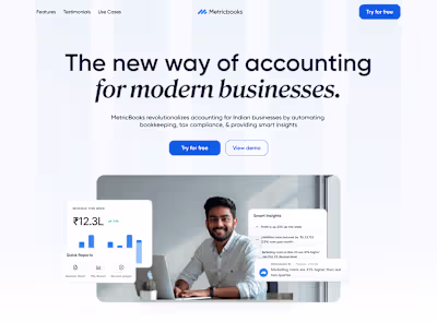 Metricbooks landing page design