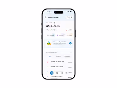 Fintech Mobile App Dashboard UI (UX/UI Design) Designed a cl...