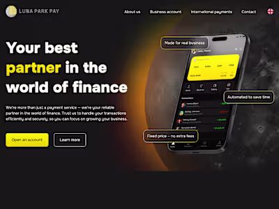 Lunaparkpay website on Webflow for payments ecosystem