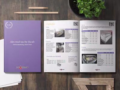 Technical Catalogue Design for Gelato Shop Equipment 