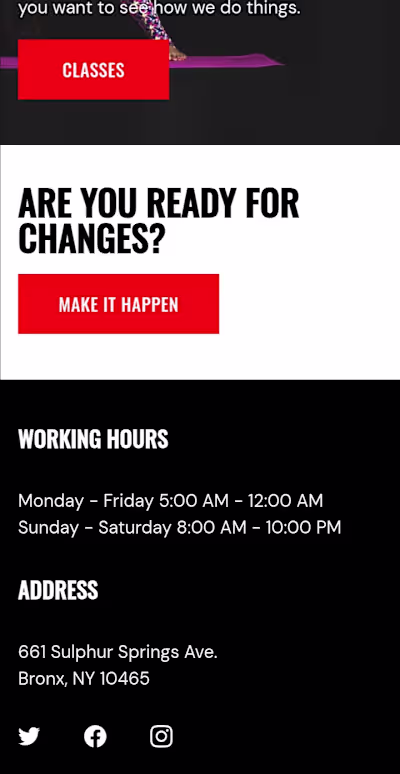 Website template of a gym.