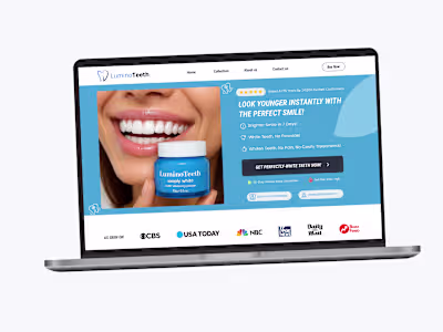 CRO Focused Teeth Whitening Powder Shopify landing page