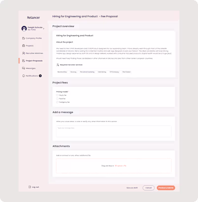 Relancer Marketplace Web app